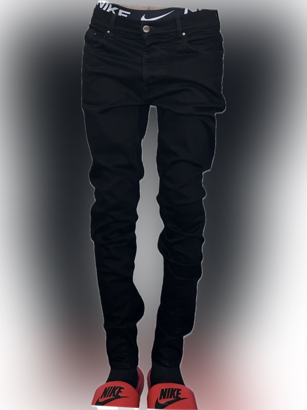 Black Men’s Slim luxury Amiri black stack denim jeans from Amiri Rodeo like new